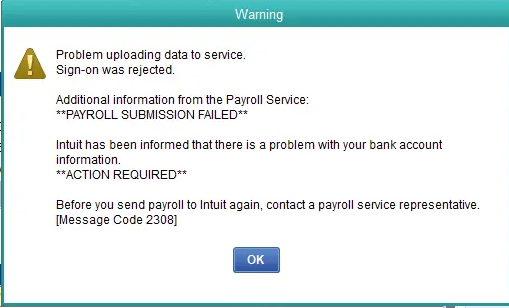 QuickBooks Error 2308