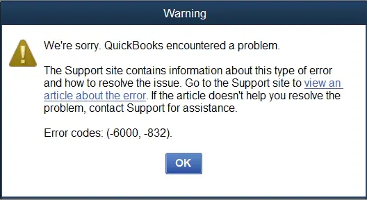 QuickBooks Error 6000 832