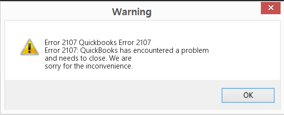 QuickBooks Error Code 2107