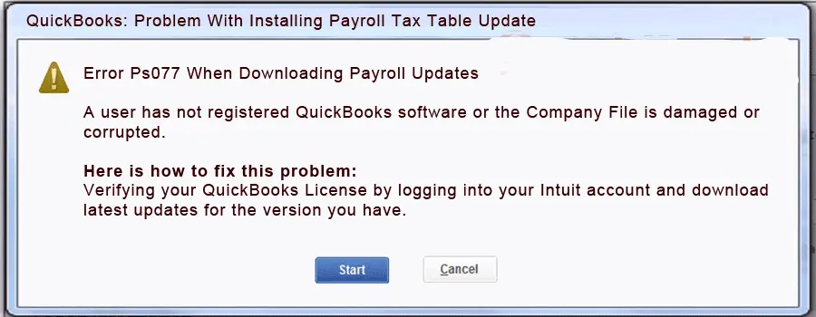 QuickBooks Error PS077